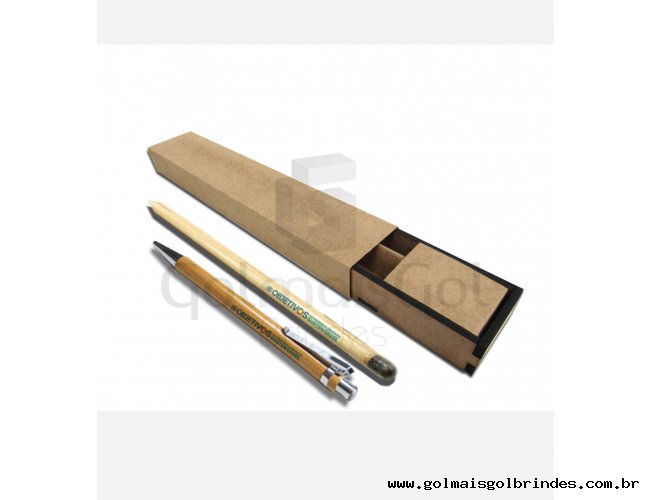 Conjunto de lápis semente com caneta bambu